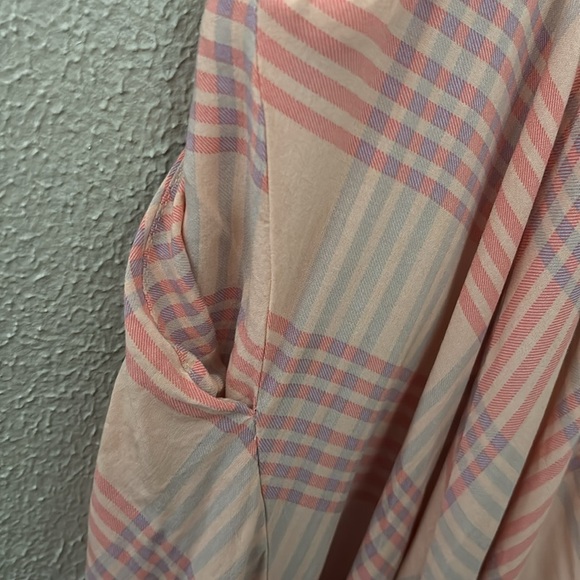 Torrid Womens Plus Plaid Challis Button Front Midi Dress, Pink Peach, Size 1/1X - Picture 9 of 9